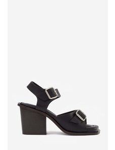 LEMAIRE Sandali SQUARE HEELED in pelle nera