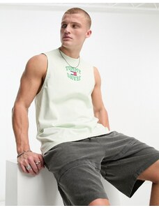 Tommy Jeans - Top senza maniche menta con logo curvo-Verde