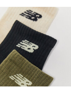 New Balance - Confezione da 3 paia di calzini alla caviglia verdi, neri e bianchi con scritta "Boston"-Multicolore