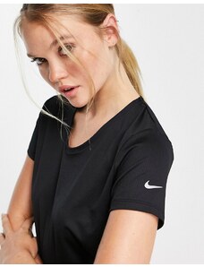 Nike Running - T-shirt nera con scollo a V-Nero