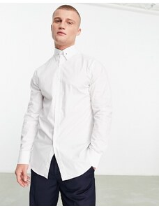 Shelby & Sons - Roslin - Camicia elegante bianca con barretta sul colletto-Bianco