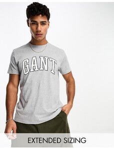 GANT - T-shirt grigio mélange con logo college