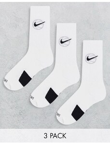 Nike Basketball - Everyday - Confezione da 3 paia di calzini bianchi-Bianco