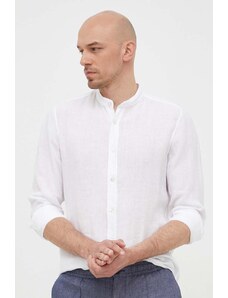 BOSS camicia di lino BOSS ORANGE colore bianco