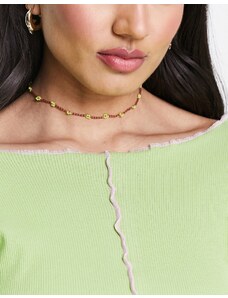 SUI AVA - Collana verde e marrone con perline e charm a forma di margherita-Multicolore