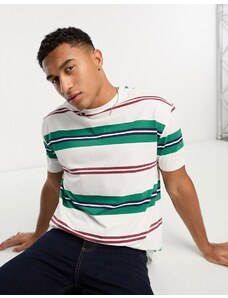 ASOS DESIGN - T-shirt comoda verde e rossa a righe-Multicolore
