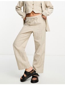 Monki - Pantaloni in lino beige parte di un coordinato a 3 pezzi-Neutro