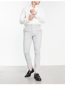 ASOS DESIGN - Pantaloni super skinny eleganti in misto lana grigio a quadri larghi
