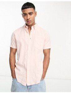 Ben Sherman - Camicia a maniche corte rosa in lino