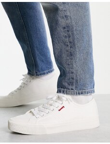 Levi's - Hernandez - Sneakers in tela bianca con etichetta con logo rossa-Bianco