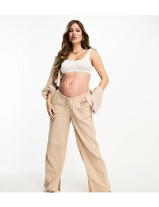 ASOS Maternity ASOS DESIGN Maternity - Pantaloni in mussola color pietra-Neutro
