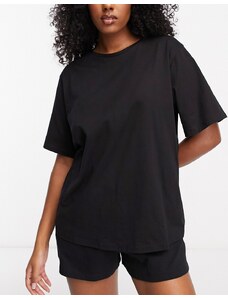 ASOS DESIGN - T-shirt del pigiama oversize mix & match nera in cotone-Black