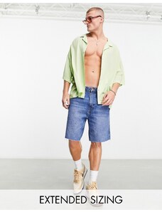 ASOS DESIGN - Camicia oversize con rever e spalle scese in tessuto stropicciato-Verde