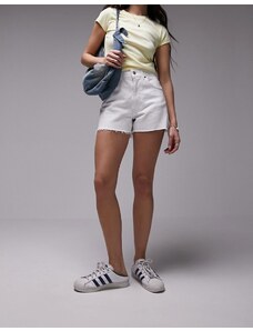 Topshop - Mom shorts di jeans elasticizzati comfort bianchi-Bianco