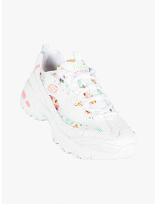 Skechers D Lites Blooming Fields Sneakers In Pelle Donna Con Stampa Floreale Basse Bianco Taglia 37