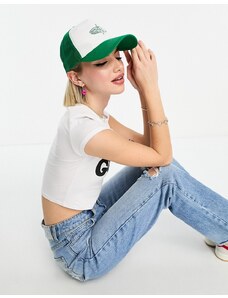 Basic Pleasure Mode - Cappellino color block verde e bianco con logo-Multicolore