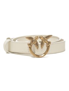 Pinko cintura sottile 2cm love birds in pelle avorio