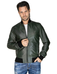 Leather Trend David - Bomber Uomo Verde in vera pelle
