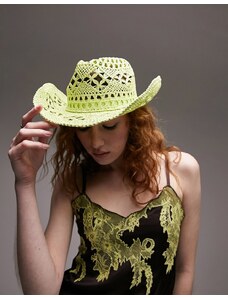 Topshop - Cappello da cowboy intrecciato color lime-Verde
