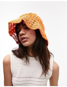 Topshop - Cappello da pescatore arancione all'uncinetto
