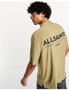 AllSaints - Underground - Camicia marrone kaki con stampa sul retro-Brown