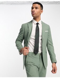 Selected Homme - Giacca da abito in misto lino verde chiaro