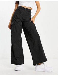Daisy Street - Pantaloni cargo a fondo ampio in nylon nero