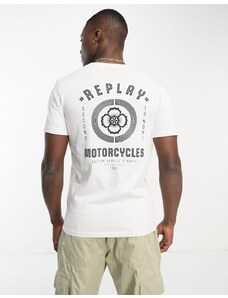 Replay - T-shirt bianca con logo-Bianco