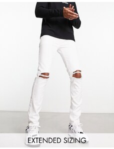 ASOS DESIGN - Jeans skinny bianchi con strappi alle ginocchia-Bianco