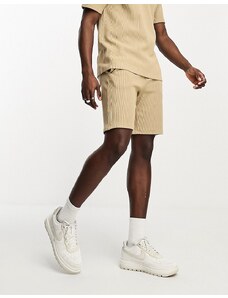 Only & Sons - Pantaloncini in jersey beige a coste in coordinato-Neutro