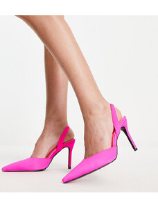 Glamorous Wide Fit - Scarpe a pianta larga rosa con tacco e cinturino sul retro