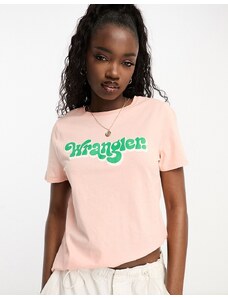 Wrangler - T-shirt vestibilità classica color pesca con logo-Arancione