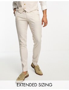 ASOS DESIGN - Pantaloni da abito skinny in misto lino color pietra-Neutro