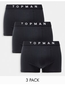 Topman - Confezione da 3 paia di boxer aderenti neri con fascia in vita bianca-Black