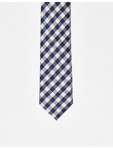 Harry Brown - Cravatta blu navy e bianca a quadretti