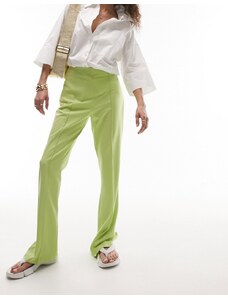 Topshop - Pantaloni femminili a vita alta con spacco sul retro color lime in coordinato-Rosa