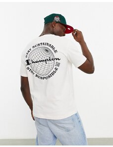 Champion - Rochester Future - T-shirt bianca con stampa di globo sul retro-Neutro