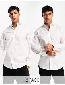 Jack & Jones - Confezione da 2 camicie eleganti slim bianche-Bianco