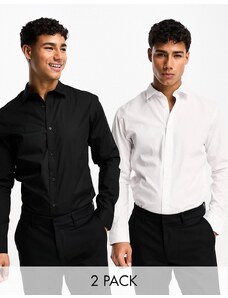 Jack & Jones - Confezione da 2 camicie eleganti slim bianca e nera-Nero
