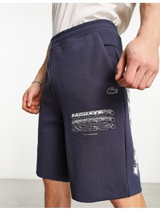 Lacoste - Pantaloncini blu navy con logo grande e scritta orizzontale