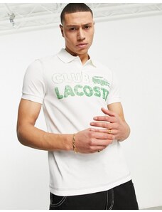 Lacoste - Club - Camicia polo bianca con stampe sul davanti-Bianco