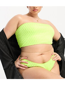 COLLUSION Plus - Top bikini a fascia testurizzato giallo fluo