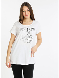 Coveri Moving T-shirt Manica Corta Donna In Cotone Con Scritta Bianco Taglia Xl