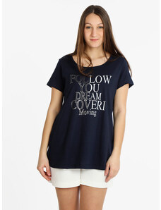 Coveri Moving T-shirt Manica Corta Donna In Cotone Con Scritta Blu Taglia L