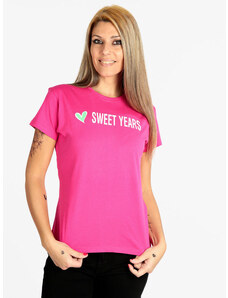 Sweet Years T-shirt Donna a Maniche Corte Con Scritta Manica Corta Fucsia Taglia Xl
