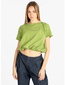 Daystar T-shirt Donna Cropped Con Elastico Manica Corta Verde Taglia Unica