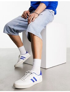 Polo Ralph Lauren - Court Vulc - Sneakers bianche in pelle con riga blu con logo-Bianco