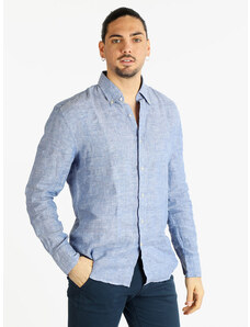 Coveri Collection Camicia Regular Da Uomo In Lino Blu Taglia L