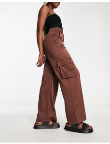 Urban Threads - Pantaloni cargo a fondo ampio marrone cioccolato-Brown