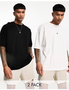 ASOS DESIGN - Confezione da 2 T-shirt oversize girocollo nera e bianca-Multicolore